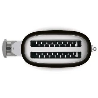 Smeg TSF02BLEU, toustovač / topinkovač, 4 toasty, 6 úrovní opékání, zásuvka na drobky, styl. 50. let, černý Smeg TSF02BLEU, toustovač / topinkovač, 4 toasty, 6 úrovní opékání, zásuvka na drobky, styl. 50. let, černý