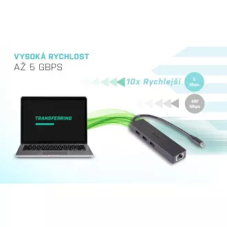 i-tec USB-C 3.1 Slim 3-portový HUB + RJ-45 i-tec USB-C 3.1 Slim 3-portový HUB + RJ-45