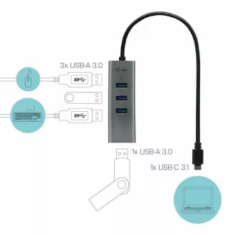 i-tec USB-C Metal 4-portový HUB i-tec USB-C Metal 4-portový HUB