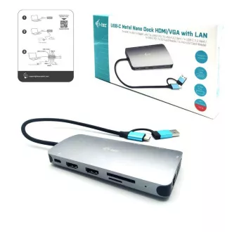 i-tec USB 3.0 USB-C/Thunderbolt 3x Display Metal Nano Dock with LAN, PD 100 W i-tec USB 3.0 USB-C/Thunderbolt 3x Display Metal Nano Dock with LAN, PD 100 W