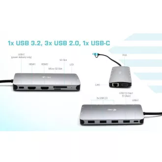 i-tec USB 3.0 USB-C/Thunderbolt 3x Display Metal Nano Dock with LAN, PD 100 W i-tec USB 3.0 USB-C/Thunderbolt 3x Display Metal Nano Dock with LAN, PD 100 W