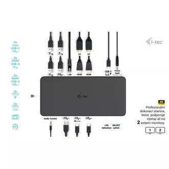 i-tec USB 3.0/USB-C/Thunderbolt 3 Professional Dual 4K Display Dock.st. Gen2, PD 100W i-tec USB 3.0/USB-C/Thunderbolt 3 Professional Dual 4K Display Dock.st. Gen2, PD 100W