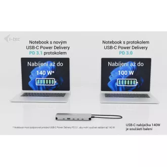 i-tec USB-C Metal Nano 3x Display Dock, 2x HDMI 1x USB-C video, PD 140W + Universal Charger 140 W i-tec USB-C Metal Nano 3x Display Dock, 2x HDMI 1x USB-C video, PD 140W + Universal Charger 140 W