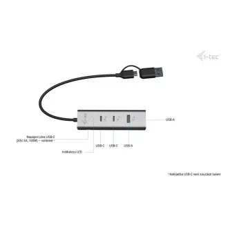 i-tec Universal Charging Metal HUB 2x USB-C + 2x USB-A Port, PD 85W i-tec Universal Charging Metal HUB 2x USB-C + 2x USB-A Port, PD 85W
