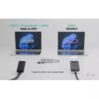 i-tec Universal Charging Metal HUB 2x USB-C + 2x USB-A Port, PD 85W i-tec Universal Charging Metal HUB 2x USB-C + 2x USB-A Port, PD 85W