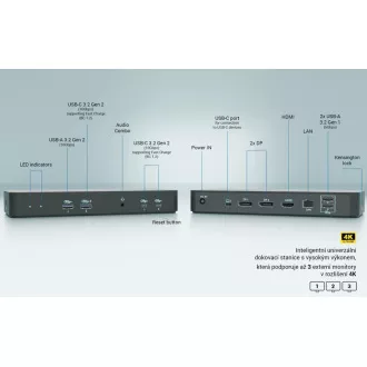 i-tec USB-C Intelligent Triple Display Docking Station, Power Delivery 100W i-tec USB-C Intelligent Triple Display Docking Station, Power Delivery 100W