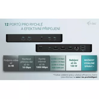 i-tec USB-C Intelligent Triple Display Docking Station, Power Delivery 100W i-tec USB-C Intelligent Triple Display Docking Station, Power Delivery 100W