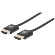 MANHATTAN Ultra-thin High Speed HDMI Cable with Ethernet, HEC, ARC, 3D, 4K, HDMI Male to Male, Shielded, Black, 0, 5m