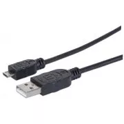 MANHATTAN Kabel propojovací USB 2.0 A Male / Micro-B Male, 1.8m, černý