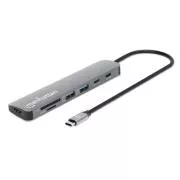 MANHATTAN Dokovací stanice USB-C 7v1, 1xHDMI, 2xUSB-C, 2xUSB, čtečka SD karet, šedá