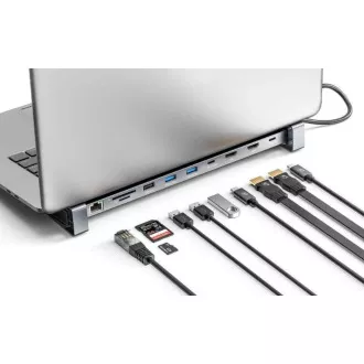 MANHATTAN Dokovací stanice USB-C 10v1, 2xHDMI, 2xUSB-C, 3xUSB, 1xRJ45, čtečka SD karet, šedá MANHATTAN Dokovací stanice USB-C 10v1, 2xHDMI, 2xUSB-C, 3xUSB, 1xRJ45, čtečka SD karet, šedá