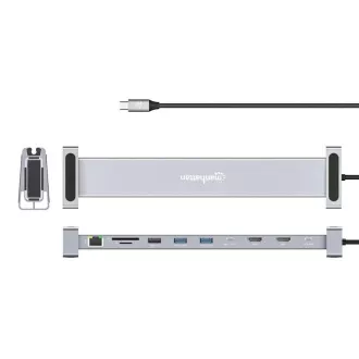 MANHATTAN Dokovací stanice USB-C 10v1, 2xHDMI, 2xUSB-C, 3xUSB, 1xRJ45, čtečka SD karet, šedá MANHATTAN Dokovací stanice USB-C 10v1, 2xHDMI, 2xUSB-C, 3xUSB, 1xRJ45, čtečka SD karet, šedá