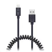 CONNECT IT Wirez Apple Lightning - USB spirálový flexibilní kabel, 1, 2 m, černý