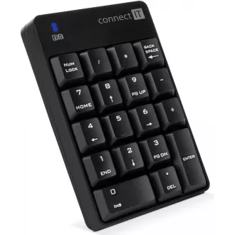 CONNECT IT NumCALC bezdrátová numerická klávesnice, (+ 1x AAA baterie zdarma), ČERNÁ CONNECT IT NumCALC bezdrátová numerická klávesnice, (+ 1x AAA baterie zdarma), ČERNÁ