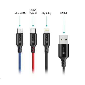 CONNECT IT Wirez 3in1 USB-C & Micro USB & Lightning, 1, 2 m CONNECT IT Wirez 3in1 USB-C & Micro USB & Lightning, 1, 2 m