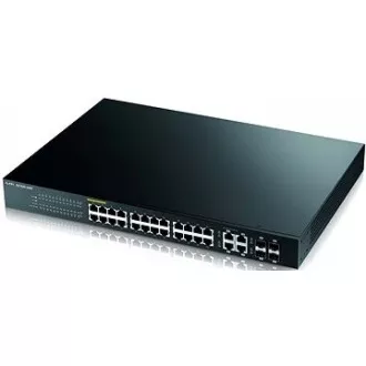 Zyxel GS1920-24HPv2 28-port Gigabit WebManaged PoE Switch, 24x gigabit RJ45, 4x gigabit RJ45/SFP, 802.3at, 375W pro PoE Zyxel GS1920-24HPv2 28-port Gigabit WebManaged PoE Switch, 24x gigabit RJ45, 4x gigabit RJ45/SFP, 802.3at, 375W pro PoE