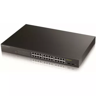 Zyxel GS1900-24HP v2 26-port Gigabit Web Smart PoE Switch, 24x gigabit RJ45, 2x SFP, PoE budget 170W Zyxel GS1900-24HP v2 26-port Gigabit Web Smart PoE Switch, 24x gigabit RJ45, 2x SFP, PoE budget 170W