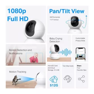 TP-Link Tapo C200C domácí/indoor kamera, (2MP, Full HD 1080p, IR 12m, WiFi, microSD) TP-Link Tapo C200C domácí/indoor kamera, (2MP, Full HD 1080p, IR 12m, WiFi, microSD)
