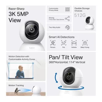 TP-Link Tapo C230 domácí-indoor kamera (5MP, 3K QHD 1620p, IR 12m, WiFi, micro SD card) TP-Link Tapo C230 domácí-indoor kamera (5MP, 3K QHD 1620p, IR 12m, WiFi, micro SD card)