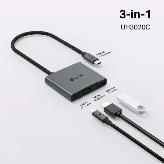 TP-Link UH3020C USB-C hub 3v1 (1xUSB3.2Gen1, 1xUSB-C3.2Gen1, 1xHDMI, PD 100W) TP-Link UH3020C USB-C hub 3v1 (1xUSB3.2Gen1, 1xUSB-C3.2Gen1, 1xHDMI, PD 100W)