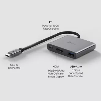 TP-Link UH3020C USB-C hub 3v1 (1xUSB3.2Gen1, 1xUSB-C3.2Gen1, 1xHDMI, PD 100W) TP-Link UH3020C USB-C hub 3v1 (1xUSB3.2Gen1, 1xUSB-C3.2Gen1, 1xHDMI, PD 100W)