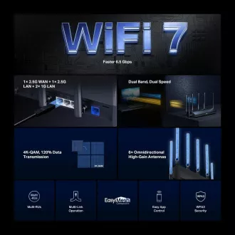 MERCUSYS MR37BE EasyMesh WiFi7 router (BE6500, 2, 4GHz/5GHz, 1x2, 5GbEWAN, 1x2, 5GbELAN, 2xGbE) MERCUSYS MR37BE EasyMesh WiFi7 router (BE6500, 2, 4GHz/5GHz, 1x2, 5GbEWAN, 1x2, 5GbELAN, 2xGbE)