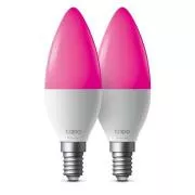 TP-Link Tapo L430C(2-pack) chytrá WiFi stmívatelná LED žárovka (barevná, 2500K-6500K, 470lm, 2, 4GHz, E14)