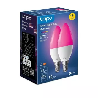 TP-Link Tapo L430C(2-pack) chytrá WiFi stmívatelná LED žárovka (barevná, 2500K-6500K, 470lm, 2, 4GHz, E14) TP-Link Tapo L430C(2-pack) chytrá WiFi stmívatelná LED žárovka (barevná, 2500K-6500K, 470lm, 2, 4GHz, E14)