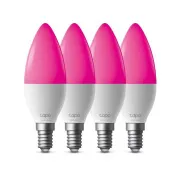 TP-Link Tapo L430C(4-pack) chytrá WiFi stmívatelná LED žárovka (barevná, 2500K-6500K, 470lm, 2, 4GHz, E14)