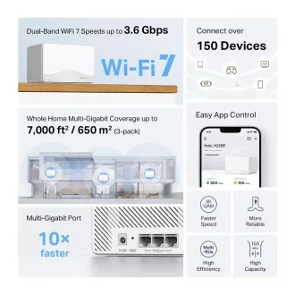 MERCUSYS Halo H25BE(3-pack) WiFi7 Mesh (BE3600, 2, 4GHz/5GHz, 3xGbELAN/WAN) MERCUSYS Halo H25BE(3-pack) WiFi7 Mesh (BE3600, 2, 4GHz/5GHz, 3xGbELAN/WAN)