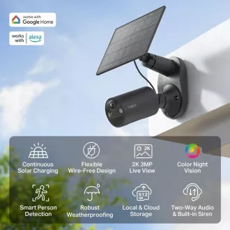 TP-Link Tapo C411 KIT venkovní kamera, solární panel (3MP, 2K QHD, 1296p, IR 9m, WiFi, micro SD card, IP65)