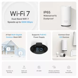 TP-Link Deco BE25-Outdoor(1-pack) venkovní WiFi7 Mesh (BE3600, 2, 4GHz/5GHz, 2x2, 5GbELAN/WAN, 2xPoE) TP-Link Deco BE25-Outdoor(1-pack) venkovní WiFi7 Mesh (BE3600, 2, 4GHz/5GHz, 2x2, 5GbELAN/WAN, 2xPoE)