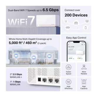 MERCUSYS Halo H37BE(3-pack) WiFi7 Mesh (BE6500, 2, 4GHz/5GHz, 2x2, 5GbELAN/WAN, 1xGbELAN/WAN) MERCUSYS Halo H37BE(3-pack) WiFi7 Mesh (BE6500, 2, 4GHz/5GHz, 2x2, 5GbELAN/WAN, 1xGbELAN/WAN)