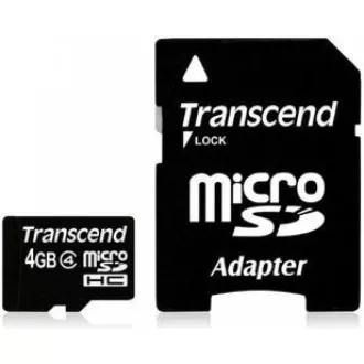 TRANSCEND MicroSDHC karta 4GB Class 4 + adaptér TRANSCEND MicroSDHC karta 4GB Class 4 + adaptér