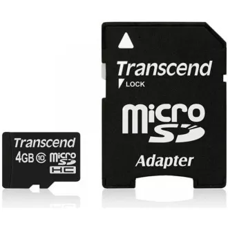TRANSCEND MicroSDHC karta 4GB Class 10 + adaptér TRANSCEND MicroSDHC karta 4GB Class 10 + adaptér