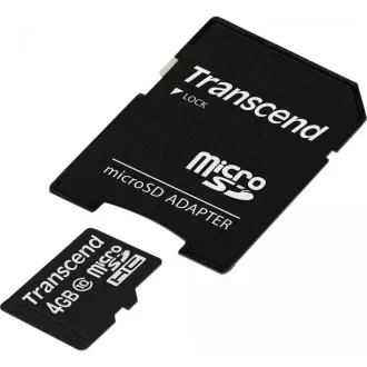 TRANSCEND MicroSDHC karta 4GB Class 10 + adaptér TRANSCEND MicroSDHC karta 4GB Class 10 + adaptér