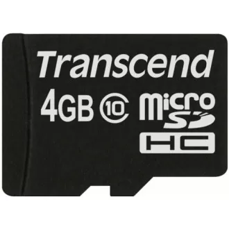 TRANSCEND MicroSDHC karta 4GB Class 10 + adaptér TRANSCEND MicroSDHC karta 4GB Class 10 + adaptér