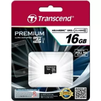 TRANSCEND MicroSDHC karta 16GB Premium, Class 10 UHS-I 300x, bez adaptéru TRANSCEND MicroSDHC karta 16GB Premium, Class 10 UHS-I 300x, bez adaptéru