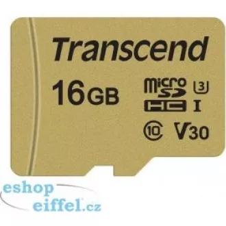 TRANSCEND MicroSDHC karta 16GB 500S, UHS-I U3 V30 + adaptér TRANSCEND MicroSDHC karta 16GB 500S, UHS-I U3 V30 + adaptér