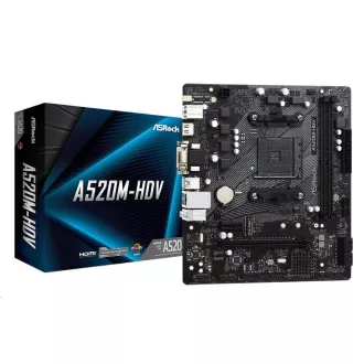 ASRock MB Sc AM4 A520M-HDV, AMD A520M, 2xDDR4, HDMI, DVI ASRock MB Sc AM4 A520M-HDV, AMD A520M, 2xDDR4, HDMI, DVI