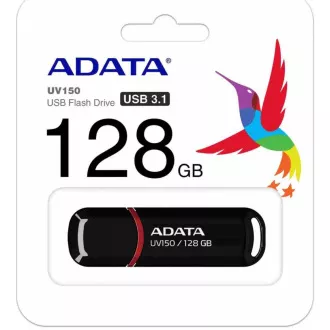 ADATA Flash Disk 128GB UV150, USB 3.1 Dash Drive (R:90/W:20 MB/s) černá ADATA Flash Disk 128GB UV150, USB 3.1 Dash Drive (R:90/W:20 MB/s) černá