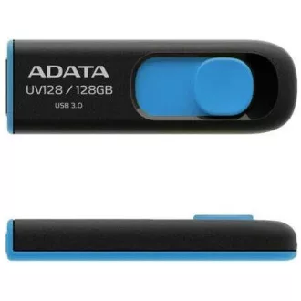 ADATA Flash Disk 128GB UV128, USB 3.1 Dash Drive (R:90/W:40 MB/s) černá/modrá ADATA Flash Disk 128GB UV128, USB 3.1 Dash Drive (R:90/W:40 MB/s) černá/modrá