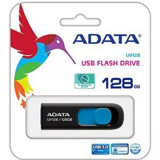 ADATA Flash Disk 128GB UV128, USB 3.1 Dash Drive (R:90/W:40 MB/s) černá/modrá ADATA Flash Disk 128GB UV128, USB 3.1 Dash Drive (R:90/W:40 MB/s) černá/modrá