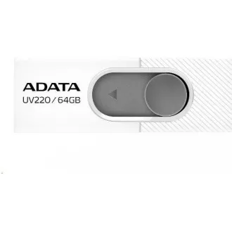 ADATA Flash Disk 64GB UV220, USB 2.0 Dash Drive, bílá/šedá ADATA Flash Disk 64GB UV220, USB 2.0 Dash Drive, bílá/šedá