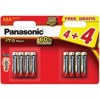 PANASONIC Alkalické baterie - Pro Power AAA 4+4F 1, 5V balení - 8ks PANASONIC Alkalické baterie - Pro Power AAA 4+4F 1, 5V balení - 8ks