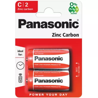PANASONIC Zinkouhlíkové baterie Red Zinc R14RZ/2BP EU C 1, 5V (Blistr 2ks) PANASONIC Zinkouhlíkové baterie Red Zinc R14RZ/2BP EU C 1, 5V (Blistr 2ks)