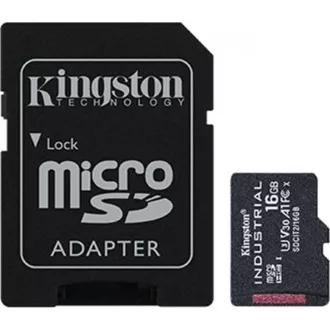 Kingston MicroSDHC karta 16GB Industrial C10 A1 pSLC Card + SD Adapter Kingston MicroSDHC karta 16GB Industrial C10 A1 pSLC Card + SD Adapter