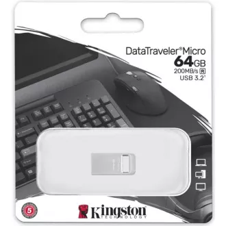 Kingston Flash Disk 64GB DataTraveler Micro 200MB/s Metal USB 3.2 Gen 1 Kingston Flash Disk 64GB DataTraveler Micro 200MB/s Metal USB 3.2 Gen 1