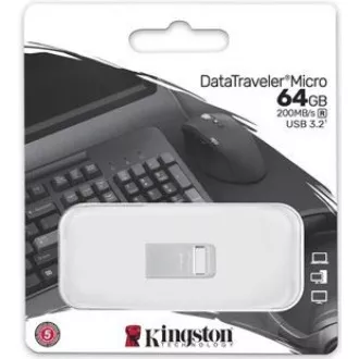 Kingston Flash Disk 64GB DataTraveler Micro 200MB/s Metal USB 3.2 Gen 1 Kingston Flash Disk 64GB DataTraveler Micro 200MB/s Metal USB 3.2 Gen 1