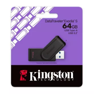 Kingston Flash Disk 64GB USB3.2 Gen 1 DataTraveler Exodia S (Black) Kingston Flash Disk 64GB USB3.2 Gen 1 DataTraveler Exodia S (Black)